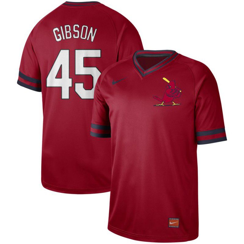 Men St. Louis Cardinals 45 Gibson Red Nike Cooperstown Collection Legend V-Neck MLB Jersey